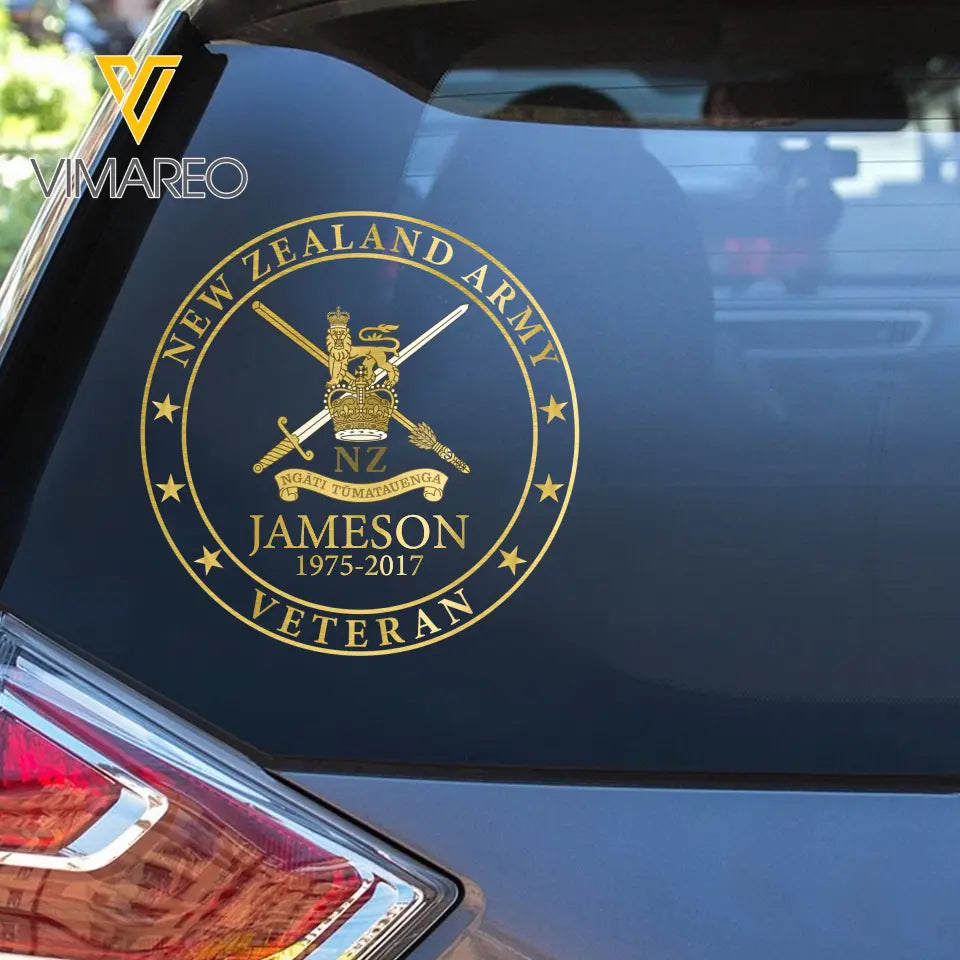 Personalized New Zealand Army Veteran Logo Custom Name & Time Decal Printed AHKH24699