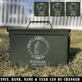 Personalized United States Army Veteran Custom Rank & Name Ammo Box Printed VQ24713