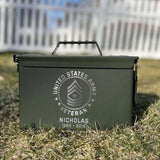 Personalized United States Army Veteran Custom Rank & Name Ammo Box Printed VQ24713