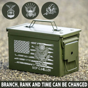 Personalized US Veteran Logo Custom Name & Time Ammo Box Printed QTHN24718