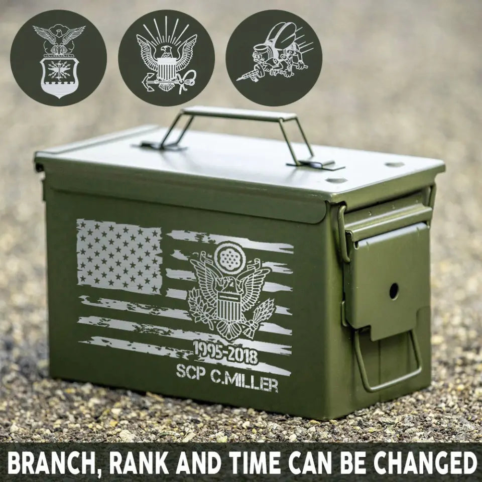 Personalized US Veteran Logo Custom Name & Time Ammo Box Printed QTHN24718