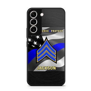 Personalized Honor Serve Protect US Police Branch Rank Camo Custom Name Phonecase Printed KVH24724