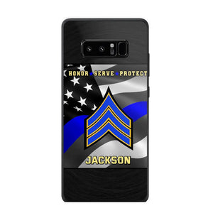 Personalized Honor Serve Protect US Police Branch Rank Camo Custom Name Phonecase Printed KVH24724