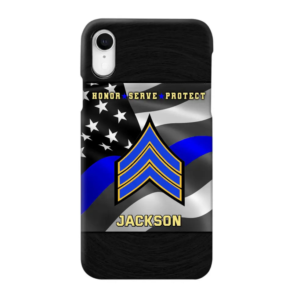 Personalized Honor Serve Protect US Police Branch Rank Camo Custom Name Phonecase Printed KVH24724