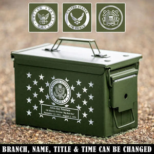 Personalized United States Army Veteran Custom Name & Time Ammo Box Printed QTVA24725