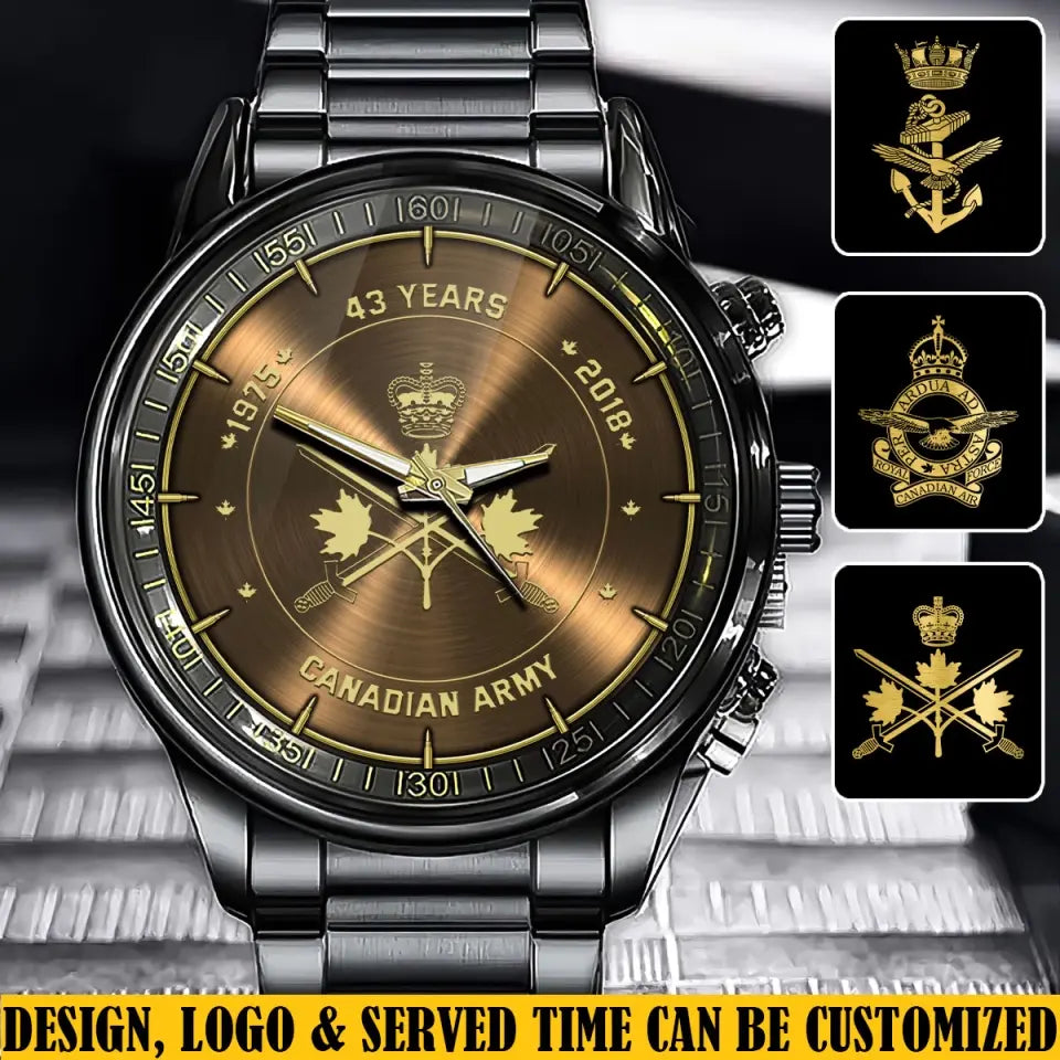 Personalized Canadian Army Veteran Logo Custom Time Watch Printed AHVQ24726