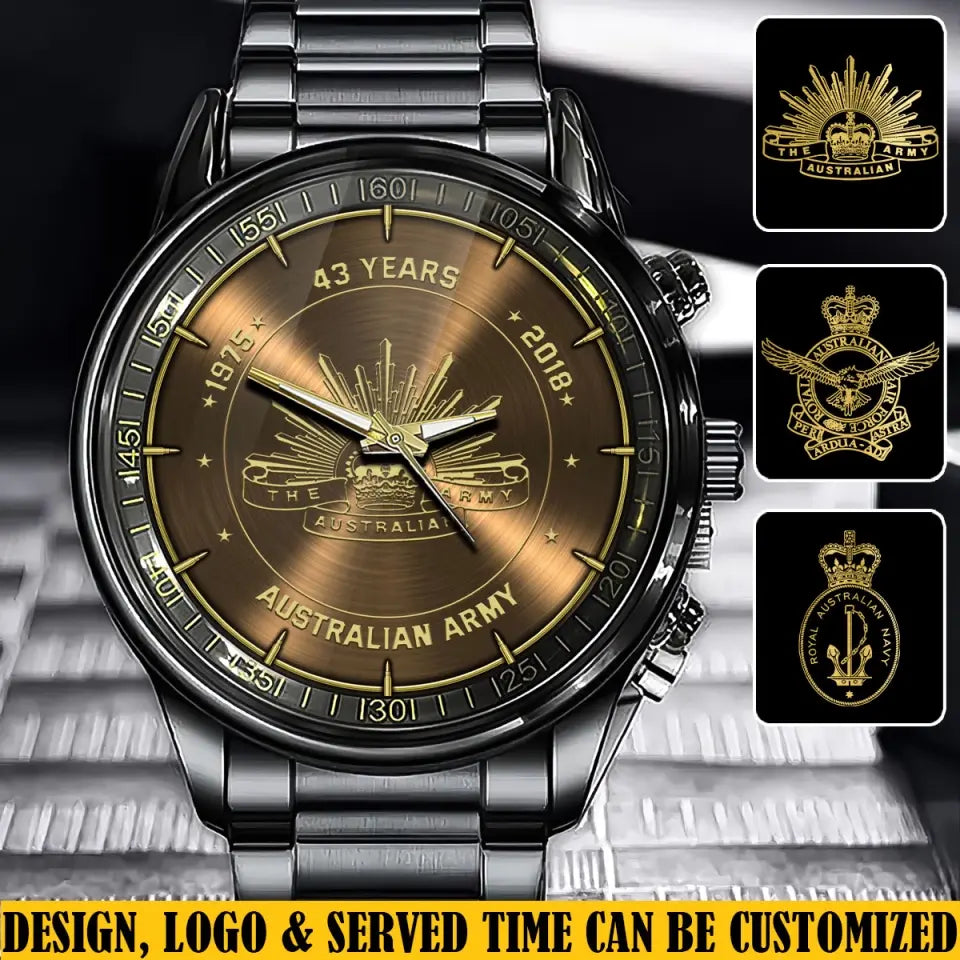 Personalized Australian Army Veteran Logo Custom Time Watch Printed AHVQ24726