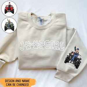 Personalized Jeep Girl & Dogs Jeep Lovers Dog Lovers Gift Sweatshirt Printed HN24727