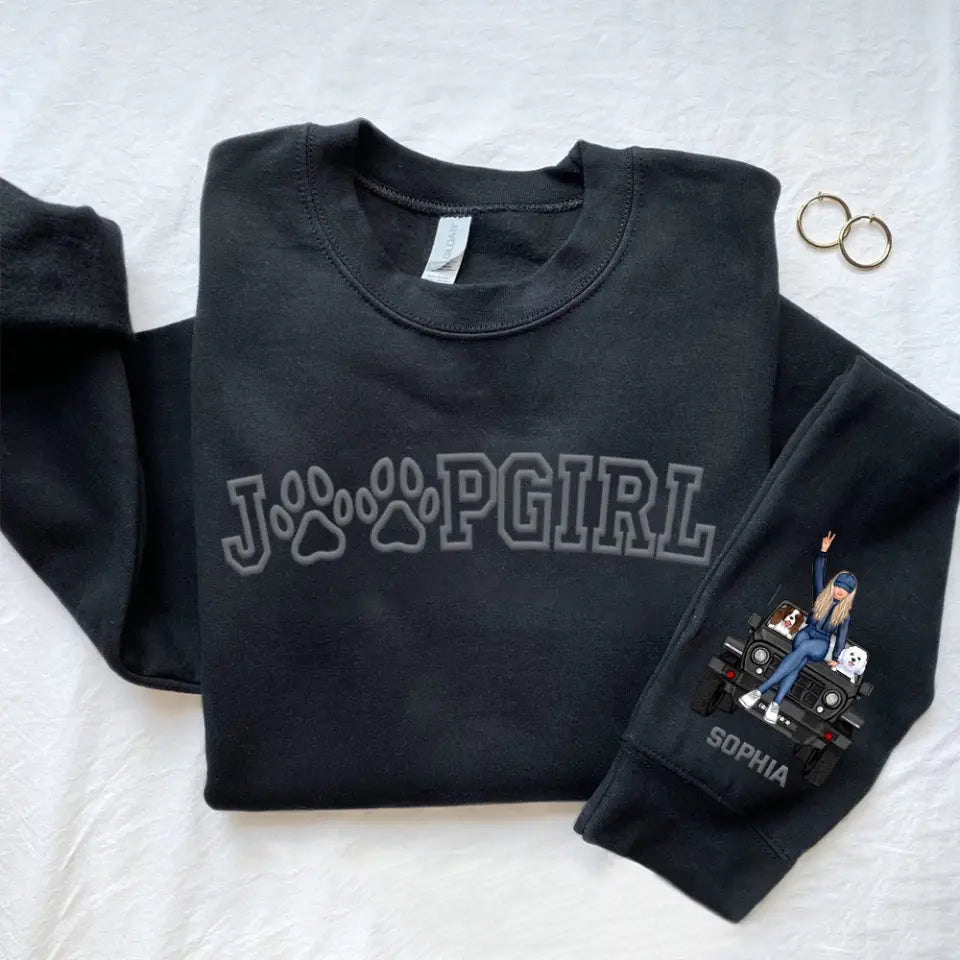 Personalized Jeep Girl & Dogs Jeep Lovers Dog Lovers Gift Sweatshirt Printed HN24727
