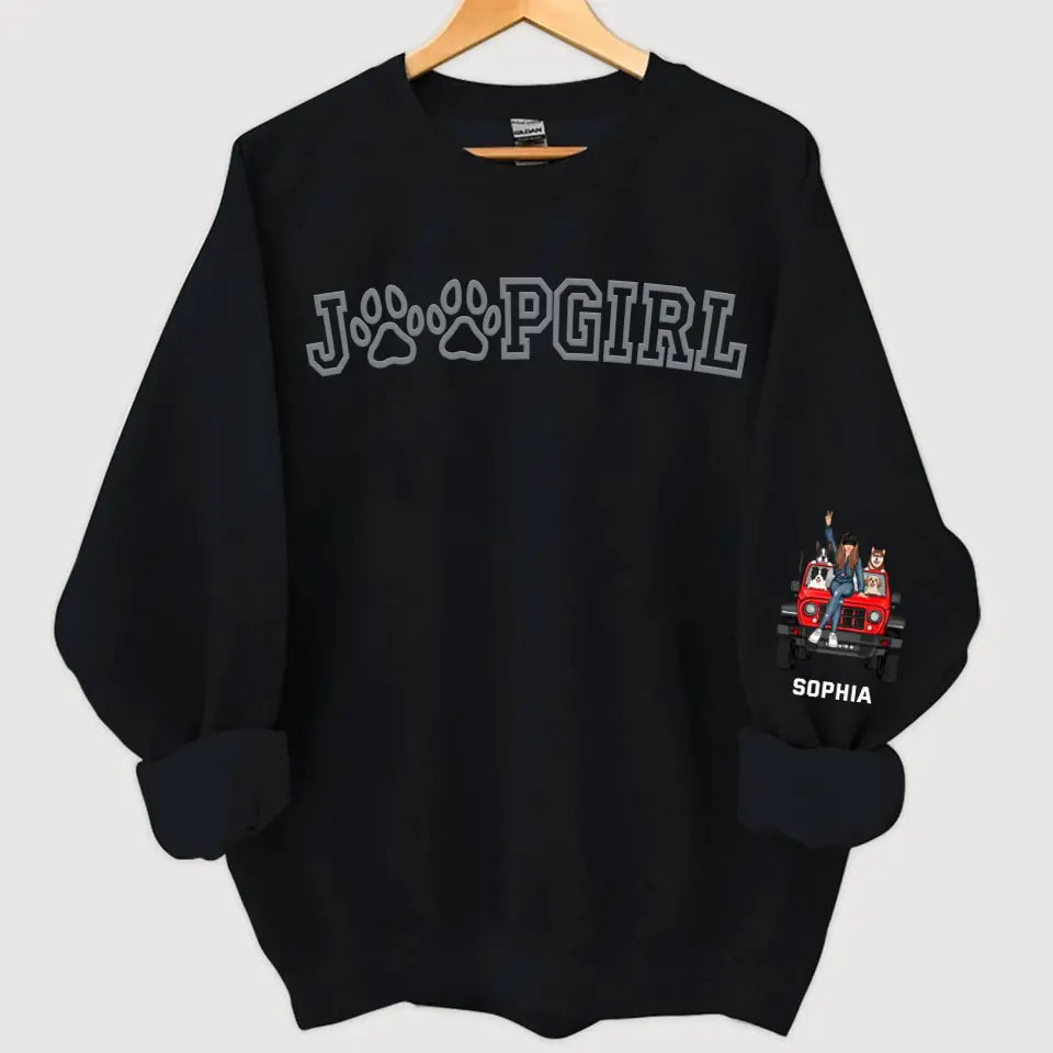 Personalized Jeep Girl & Dogs Jeep Lovers Dog Lovers Gift Sweatshirt Printed HN24727