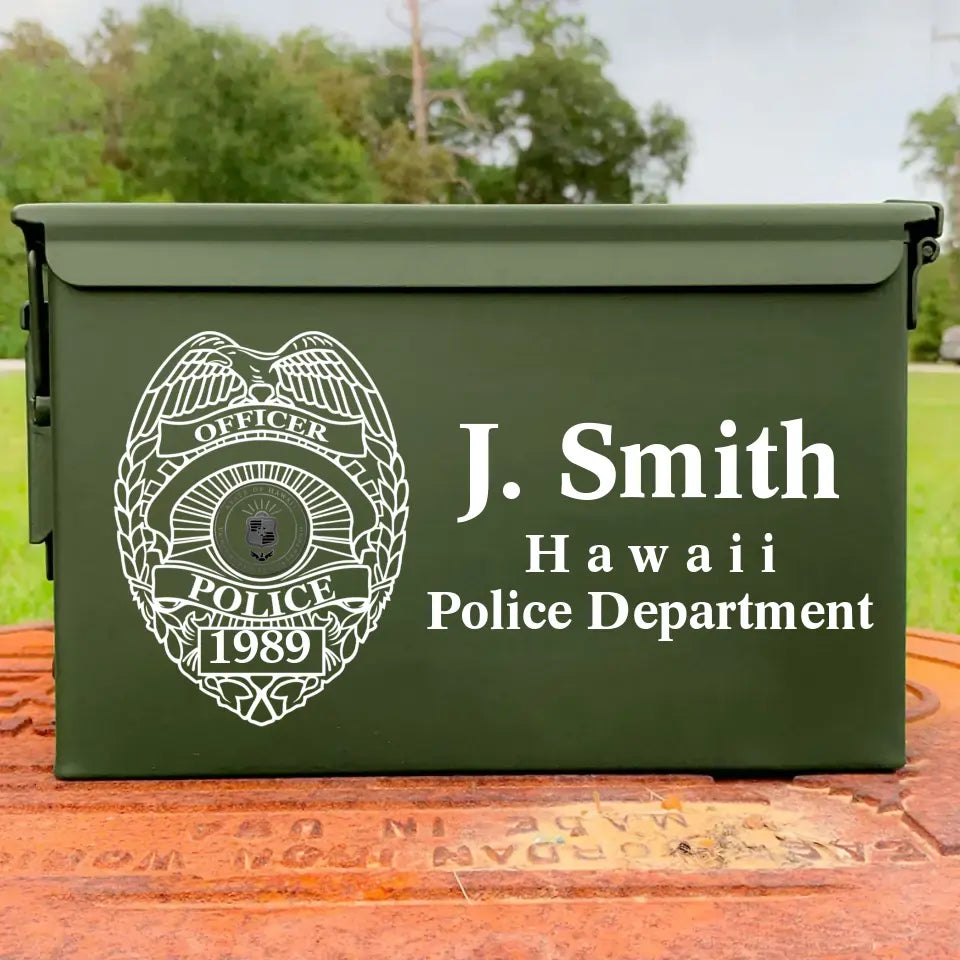 Personalized Hawaii Police Logo Custom Name Ammo Box Printed QTKH24735