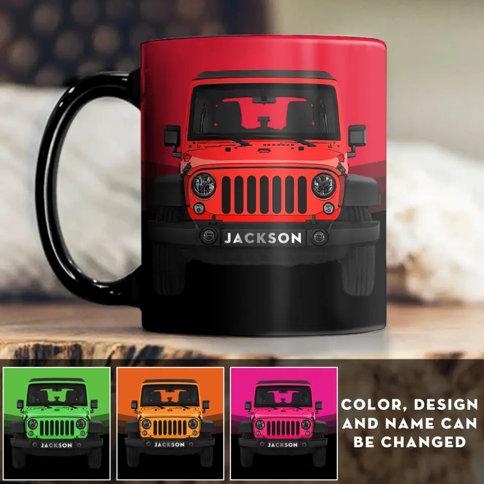 Personalized Jeep Car Custom Name Black Mug Printed KVH24744
