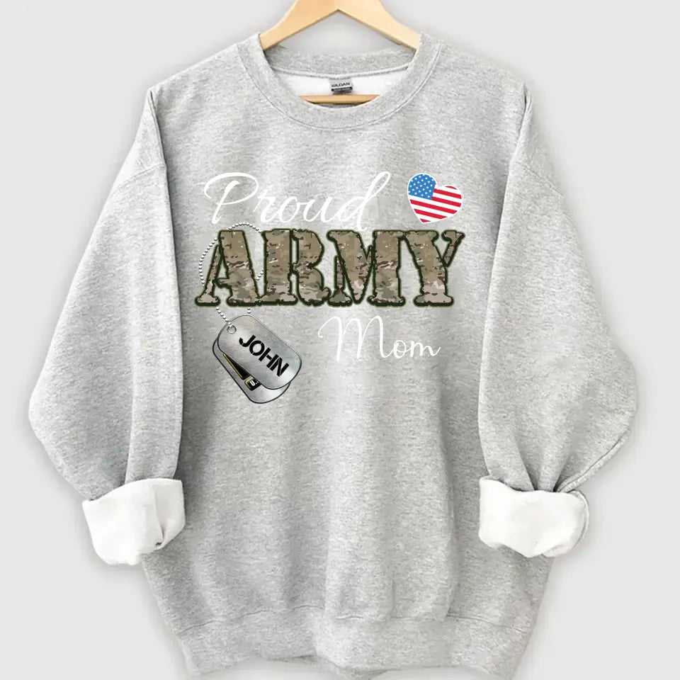 Personalized Proud Army US Veteran Mom Custom Name Sweatshirt Printed VA24745