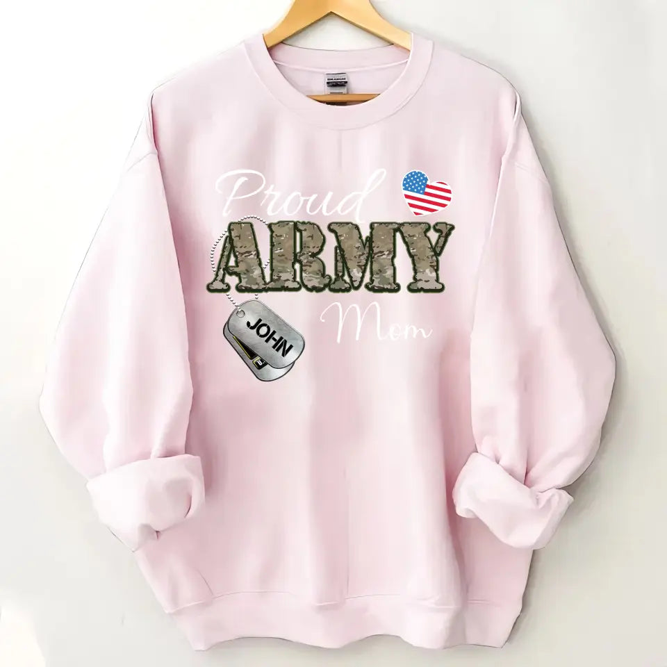 Personalized Proud Army US Veteran Mom Custom Name Sweatshirt Printed VA24745