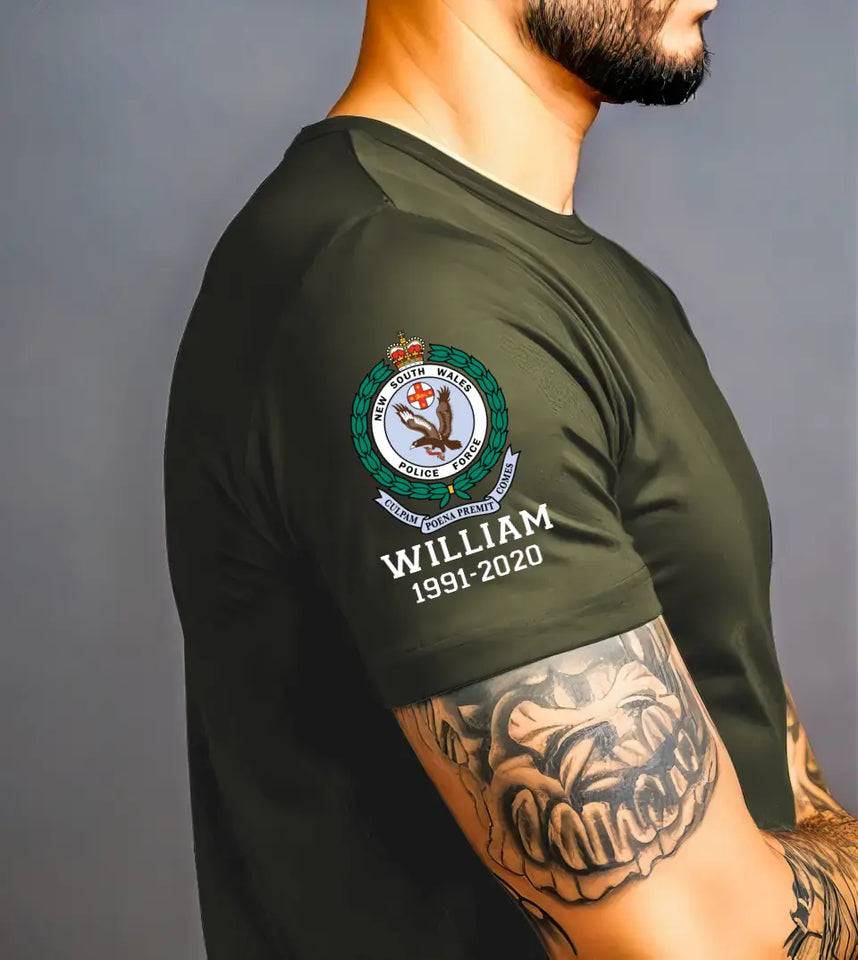 Personalized Australian Police Branch Logo Custom Name & Time T-shirt Printed LVA24742