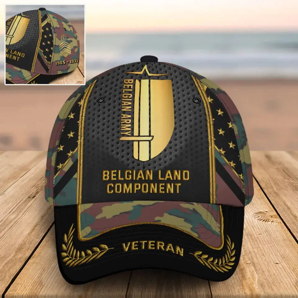 Personalized Belgian Land Component Army Custom Rank & Time Cap 3D Printed AHVQ24748