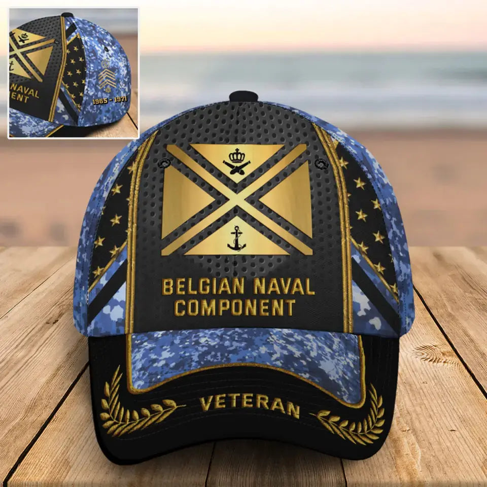 Personalized Belgian Land Component Army Custom Rank & Time Cap 3D Printed AHVQ24748
