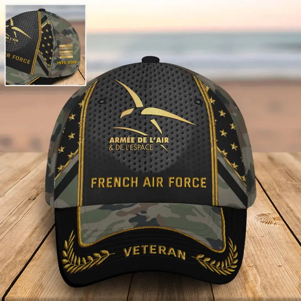 Personalized French Army Veteran Custom Rank & Time Cap 3D Printed AHVQ24748