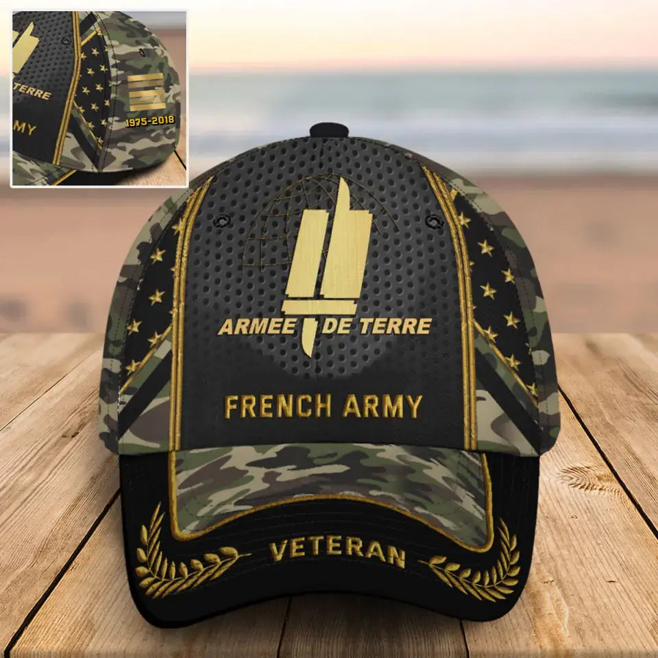 Personalized French Army Veteran Custom Rank & Time Cap 3D Printed AHVQ24748