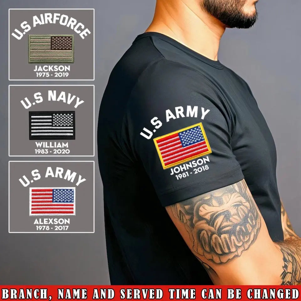 Personalized US Army Veteran Custom Name & Time T-shirt Printed VQ24753