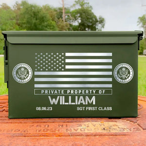 Personalized Private Property Of US Veteran Custom Name & Time Ammo Box Printed QTKH24761