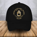 Personalized US Army Retired Custom Rank Served Time & Name Black Cap Printed AHVA24763