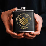 Personalized Canadian Army Veteran Retired Custom Rank Served Time & Name Leather Flask Printed AHKH24765