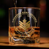Personalized Canadian Army Veteran Retired Rank Camo Custom Name & Time Whiskey Glass Printed AHVQ24770