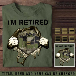 Personalized I'm Retired French Veteran Custom Rank & Name T-shirt Printed KVH24773
