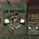 Personalized I'm Retired French Veteran Custom Rank & Name T-shirt Printed KVH24773