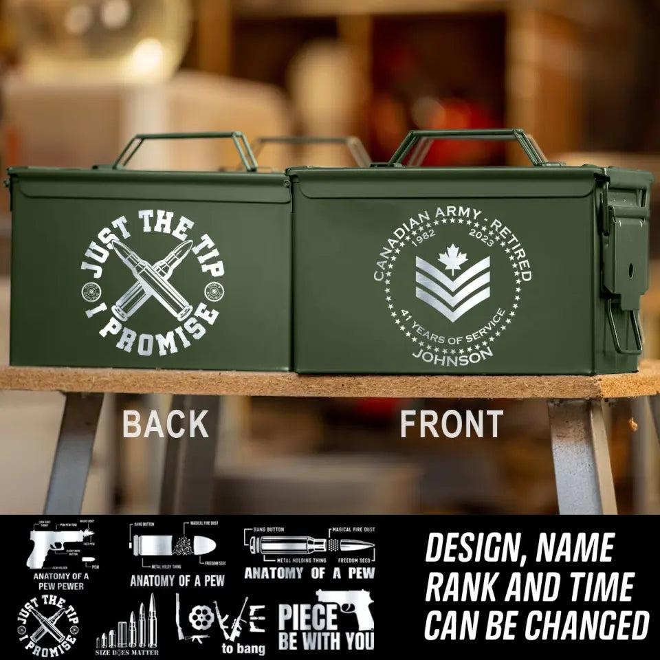 Personalized Anatomy Of A Pew Canadian Army Retired Veteran Custom Name & Time Ammo Box Printed AHVA24777
