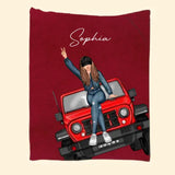 Personalized Jeep Girl Custom Name Sherpa or Fleece Blanket Printed HN24778