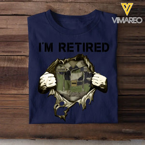 Personalized I'm Retired French Veteran Custom Rank & Name T-shirt Printed KVH24773