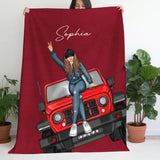 Personalized Jeep Girl Custom Name Sherpa or Fleece Blanket Printed HN24778