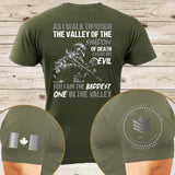 Personalized As I Walk Through The Valley Of The Shadow Of Death I Fear No Evil For I Am The Baddest One In The Valley Canadian Veteran T-shirt Printed AHVQ24785