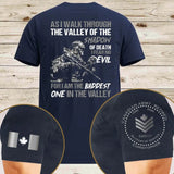 Personalized As I Walk Through The Valley Of The Shadow Of Death I Fear No Evil For I Am The Baddest One In The Valley Canadian Veteran T-shirt Printed AHVQ24785