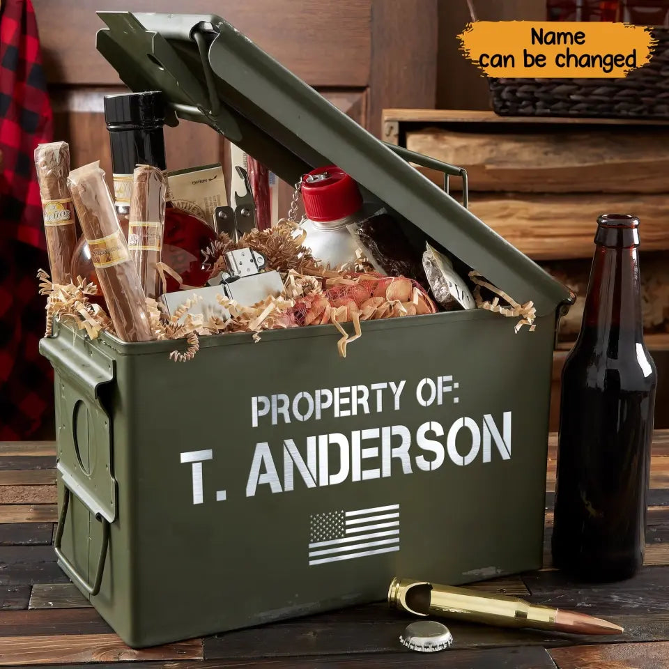 Personalized Property Of US Veteran Custom Name Ammo Box Printed VQ24787