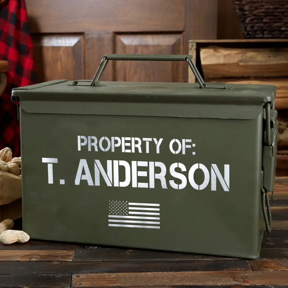 Personalized Property Of US Veteran Custom Name Ammo Box Printed VQ24787
