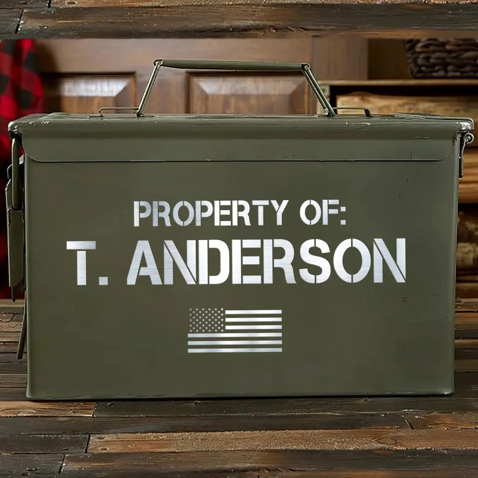 Personalized Property Of US Veteran Custom Name Ammo Box Printed VQ24787