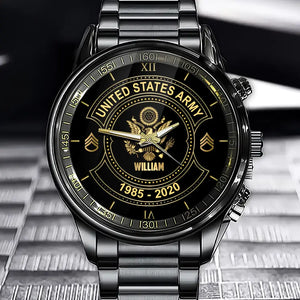 Personalized US Army Veteran Custom Rank & Name Watch Printed AHVA24793