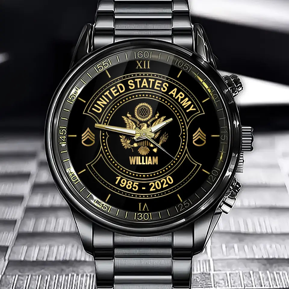 Personalized US Army Veteran Custom Rank & Name Watch Printed AHVA24793