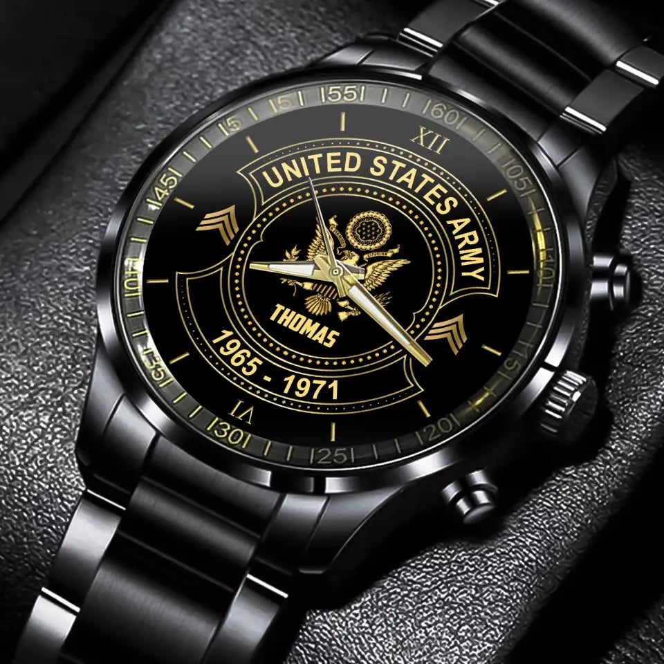 Personalized US Army Veteran Custom Rank & Name Watch Printed AHVA24793