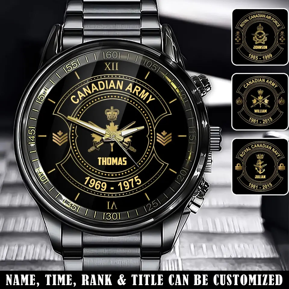 Personalized Canadian Army Veteran Custom Rank & Name Watch Printed AHVA24793