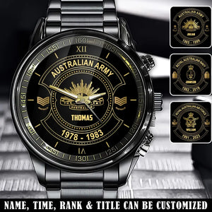 Personalized Australian Army Veteran Custom Rank & Name Watch Printed AHVA24793