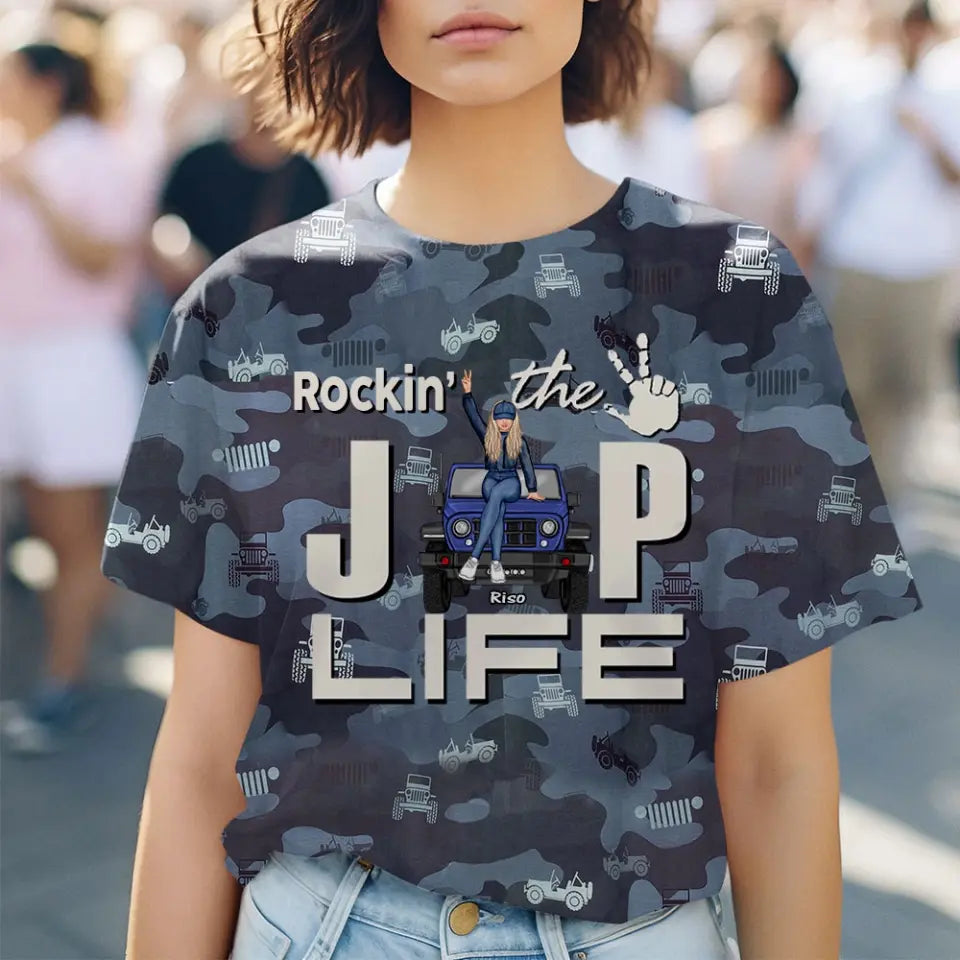 Personalized Rockin' The Jeep Girl Life Camo Tshirt Printed 24810HN