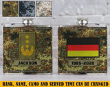 Personalized German Veteran Rank Camo Custom Name Leather Flask Printed KH24816