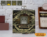 Personalized Austrian Veteran Rank Camo Custom Name Leather Flask Printed KH24816