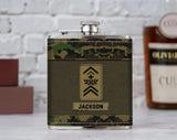 Personalized Swiss Veteran Rank Camo Custom Name Leather Flask Printed KH24816