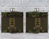 Personalized Swiss Veteran Rank Camo Custom Name Leather Flask Printed KH24816