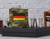 Personalized German Veteran Rank Camo Custom Name Leather Flask Printed KH24816